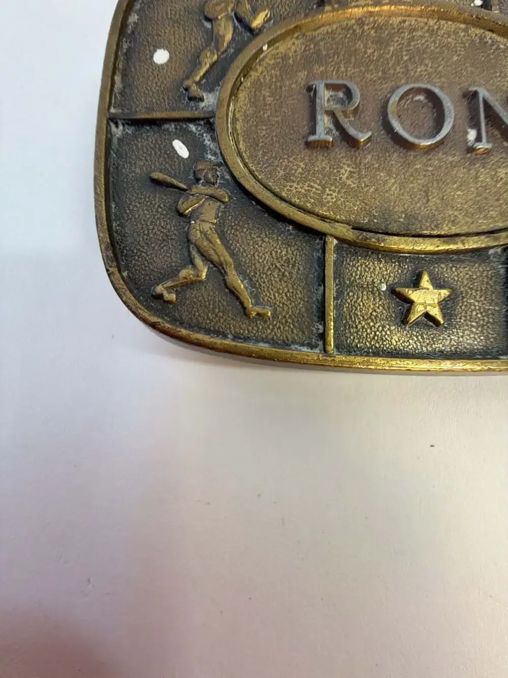 Vintage‎ 1977 The Kinney Co Personalised RON Multi-Sport Brass Belt Buckle